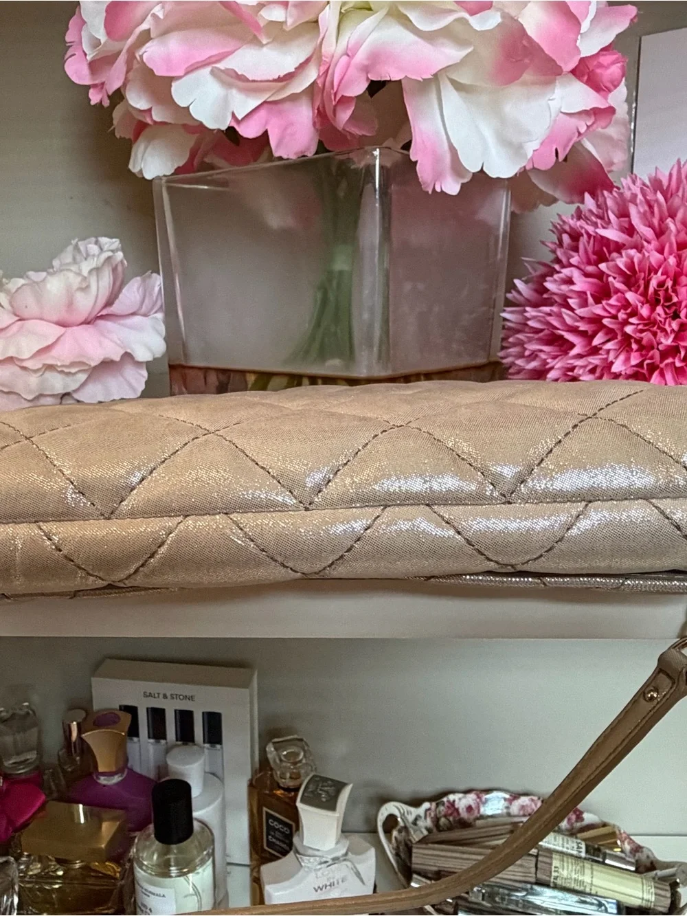 kate spade Quilted Metallic Shoulder Bag - Pearl/Gold